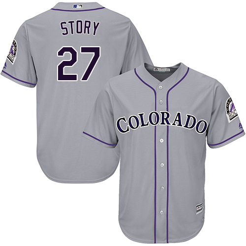 Rockies #27 Trevor Story Grey New Cool Base Stitched MLB Jersey
